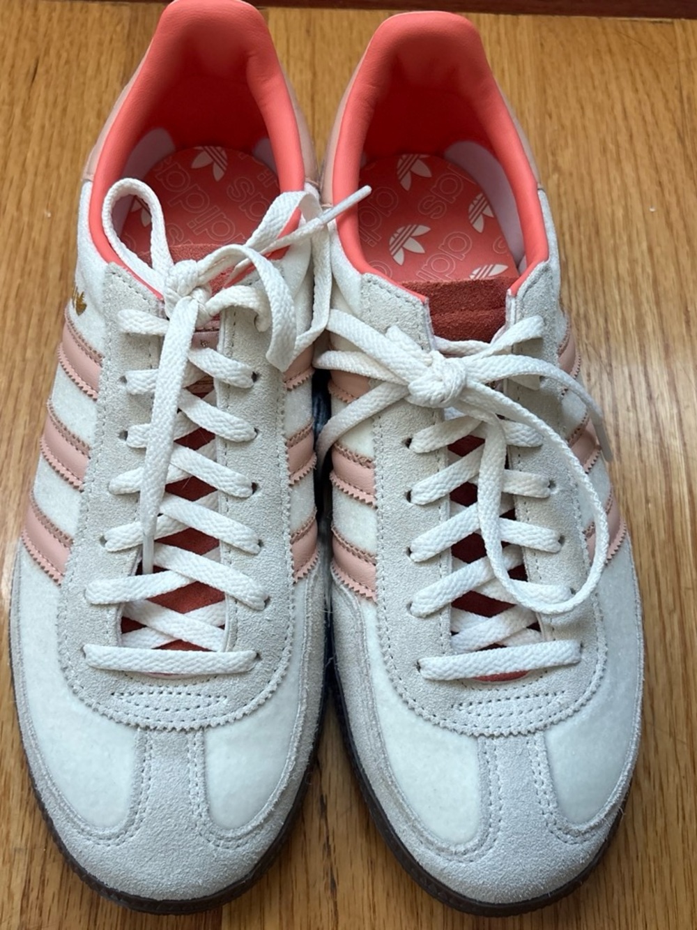 adidas Women’s Cream and Coral Suede Casual Sneakers